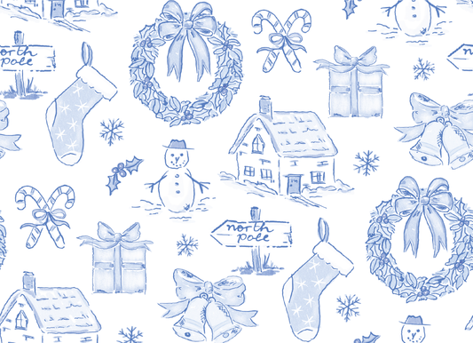 Blue Toile Landscape