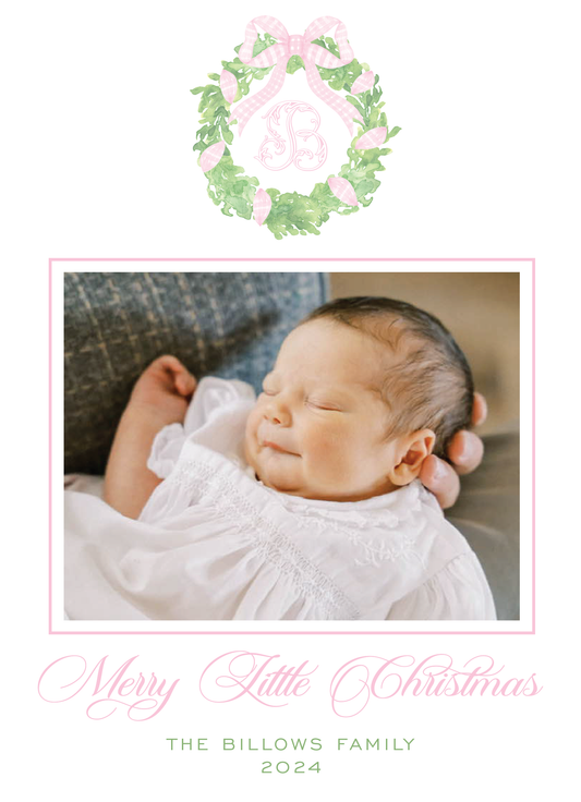 Pink and Green Wreath Monogram