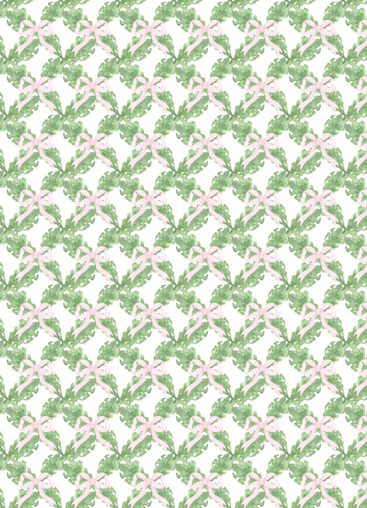 Pink and Green Wreath Green Background