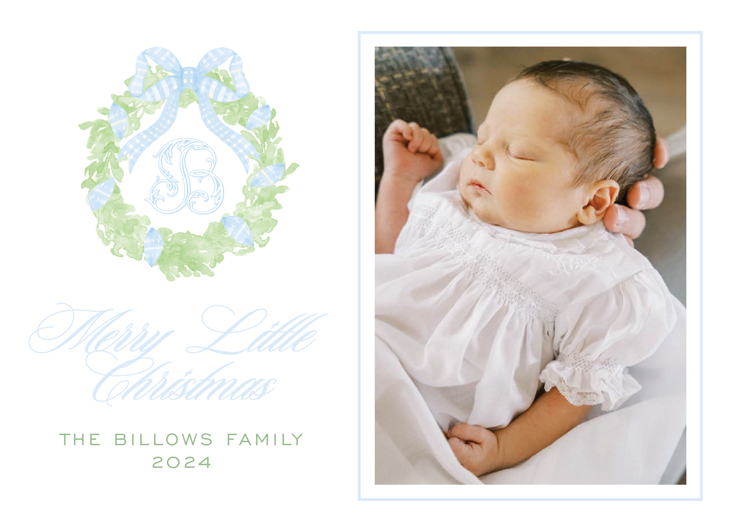 Blue and Green Wreath Landscape Monogram