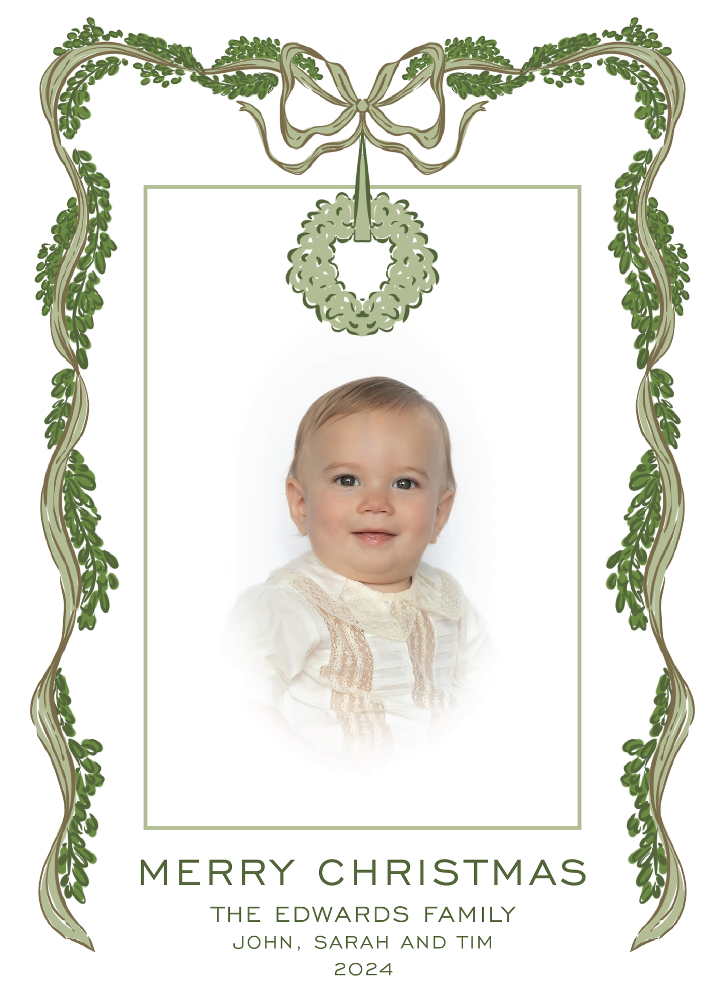 Green Wreath Monochrome