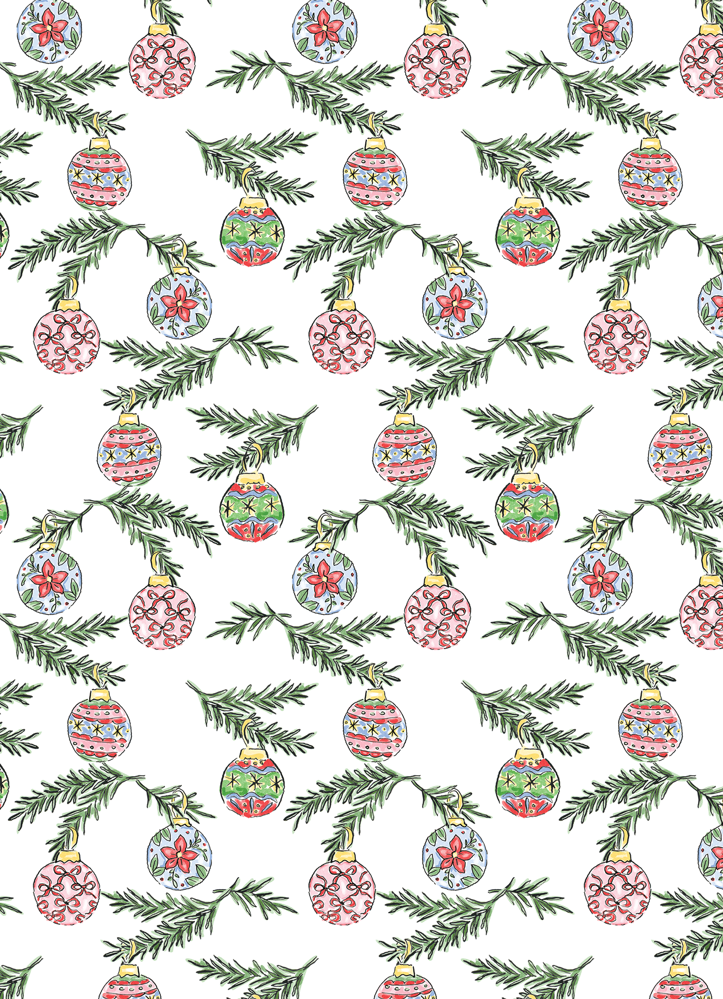 Watercolor Ornaments Blue Background