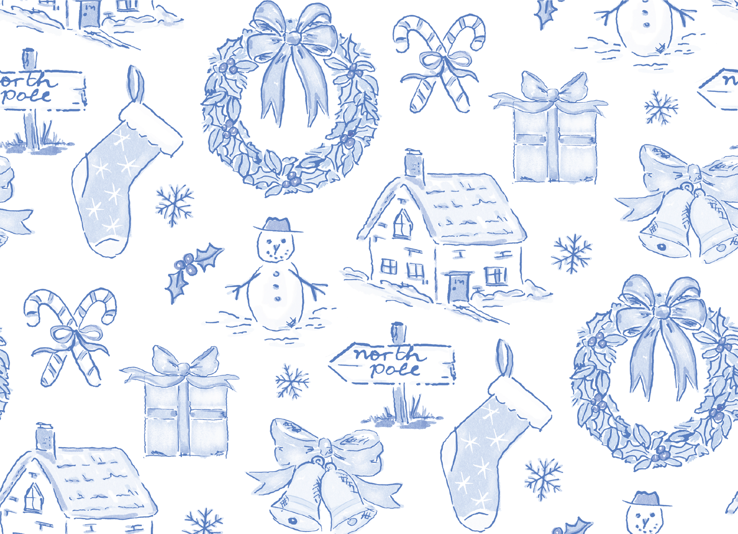 Blue Toile Landscape