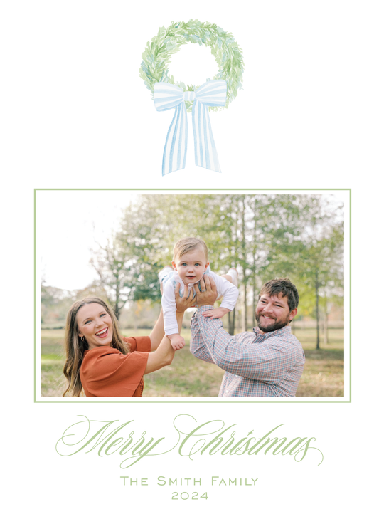 Blue Coastal Wreath (green writing)