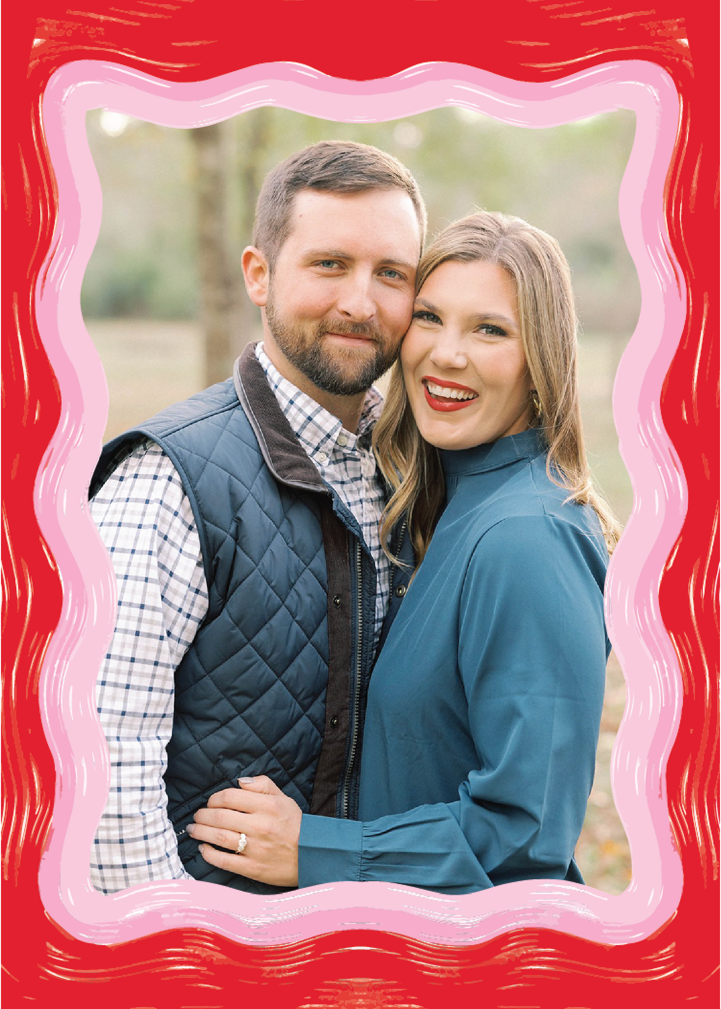 Red and Pink Wavy Card