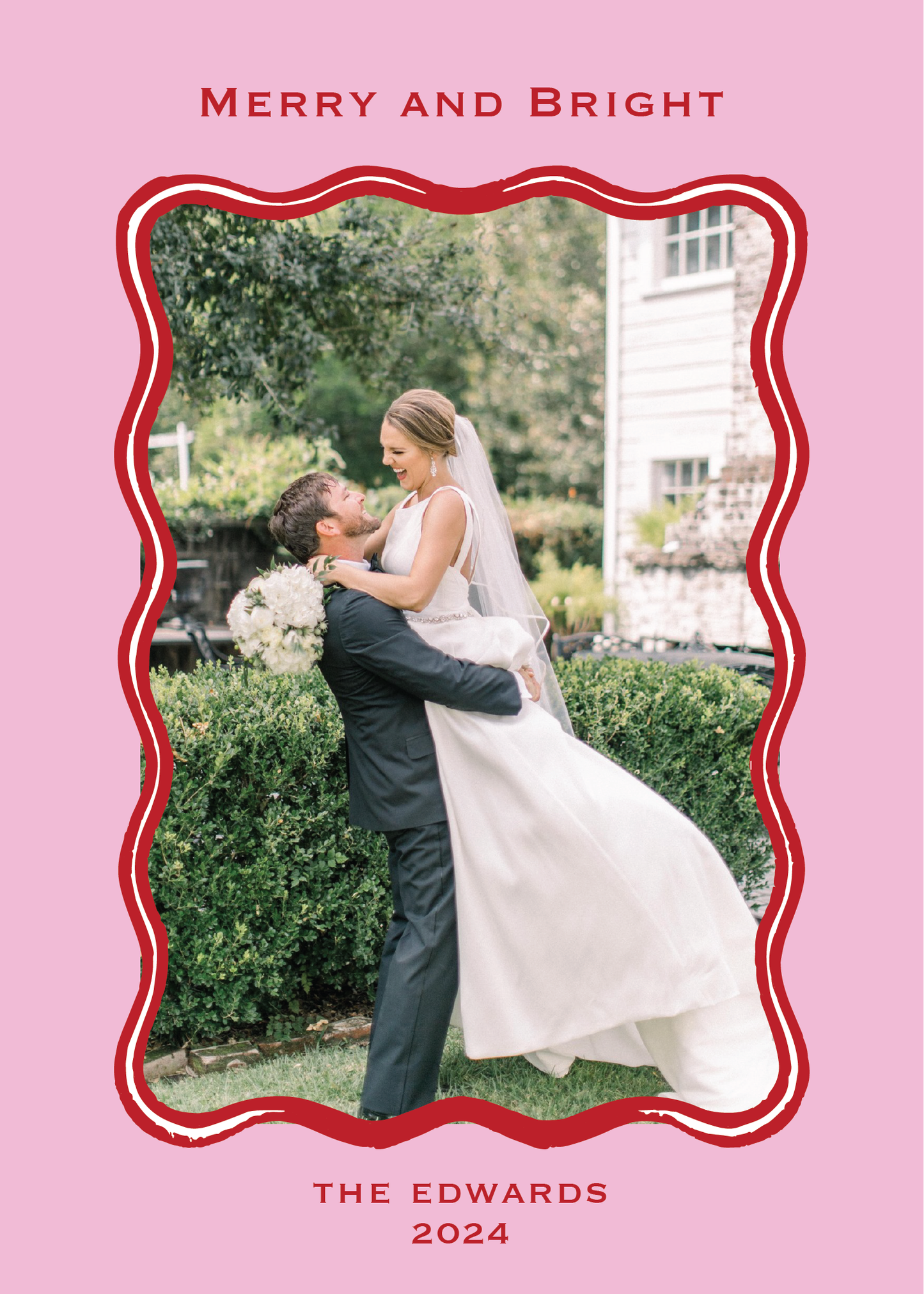 Red and Pink Wavy Card